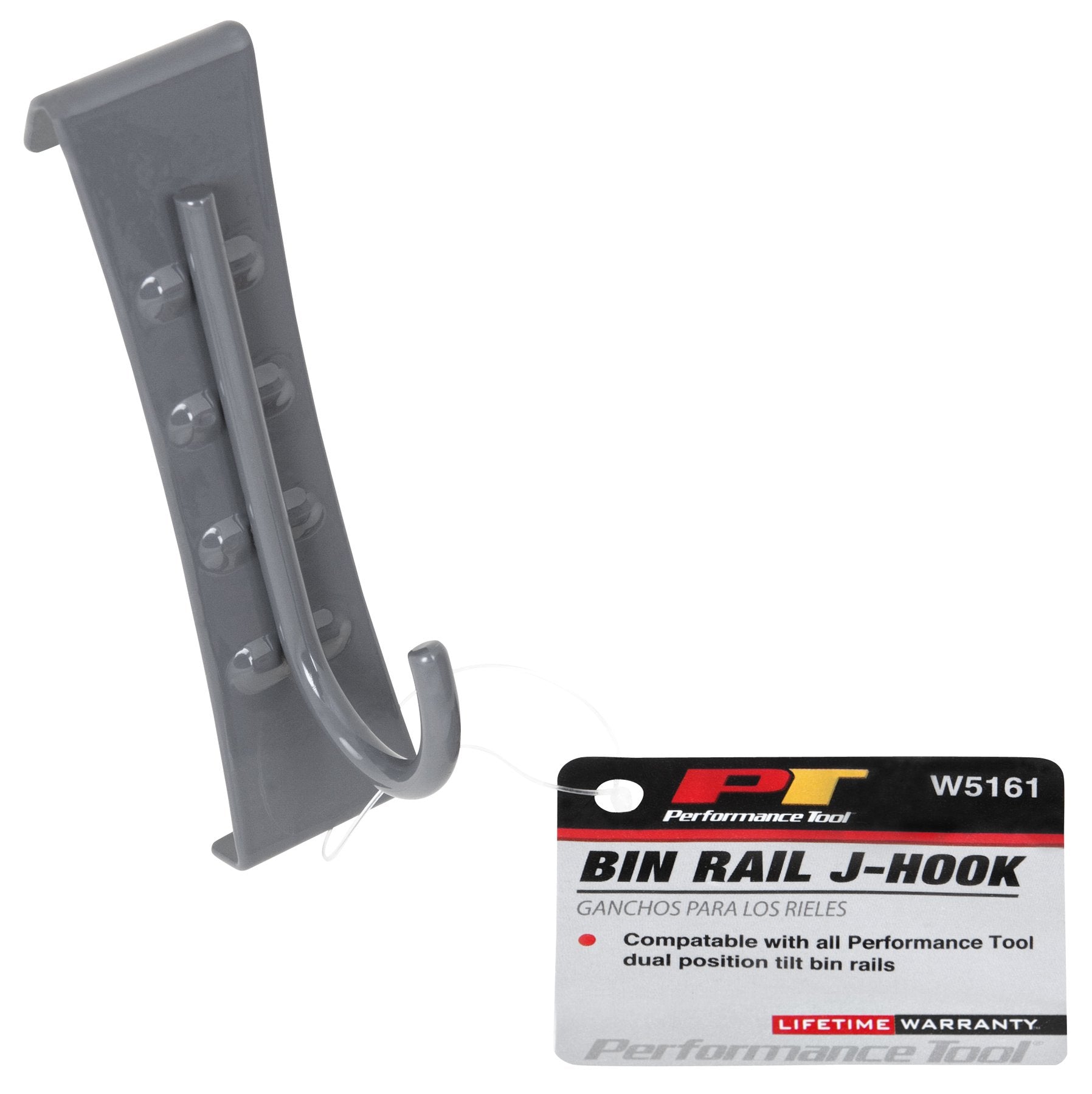 W5161 Performance Tool J-Shaped Hooks for Flexible Storage and Organization on Bin Rails or Tilt Bins - Perfect for Coats, Bags and Loops