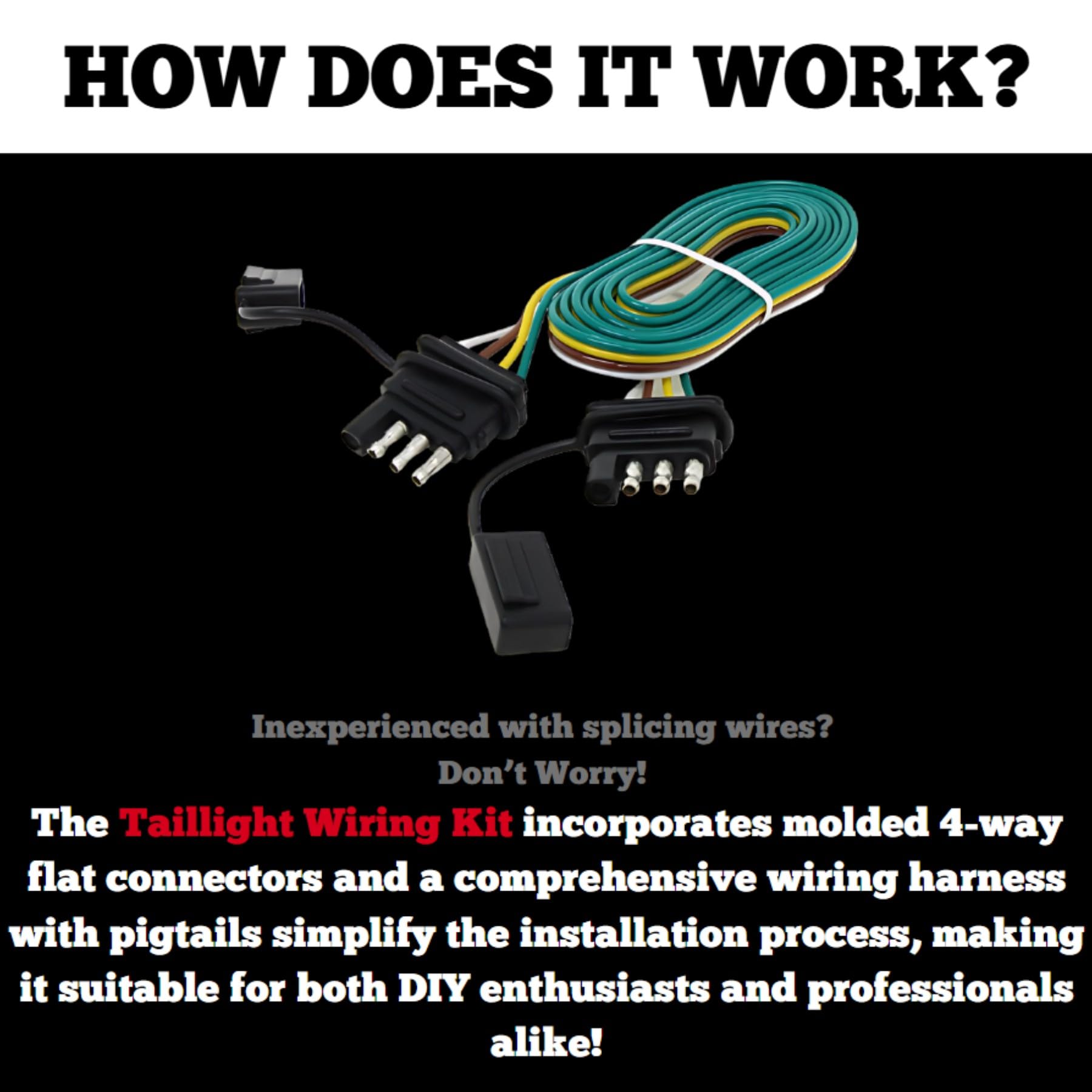 155 Roadmaster Universal Taillight Wiring Kit for Towed Vehicles | Sockets fit 1” Diameter Hole | Needs Sufficient Depth to Accommodate Bulbs | Meets Legal Requirements for Towed Vehicle Lighting