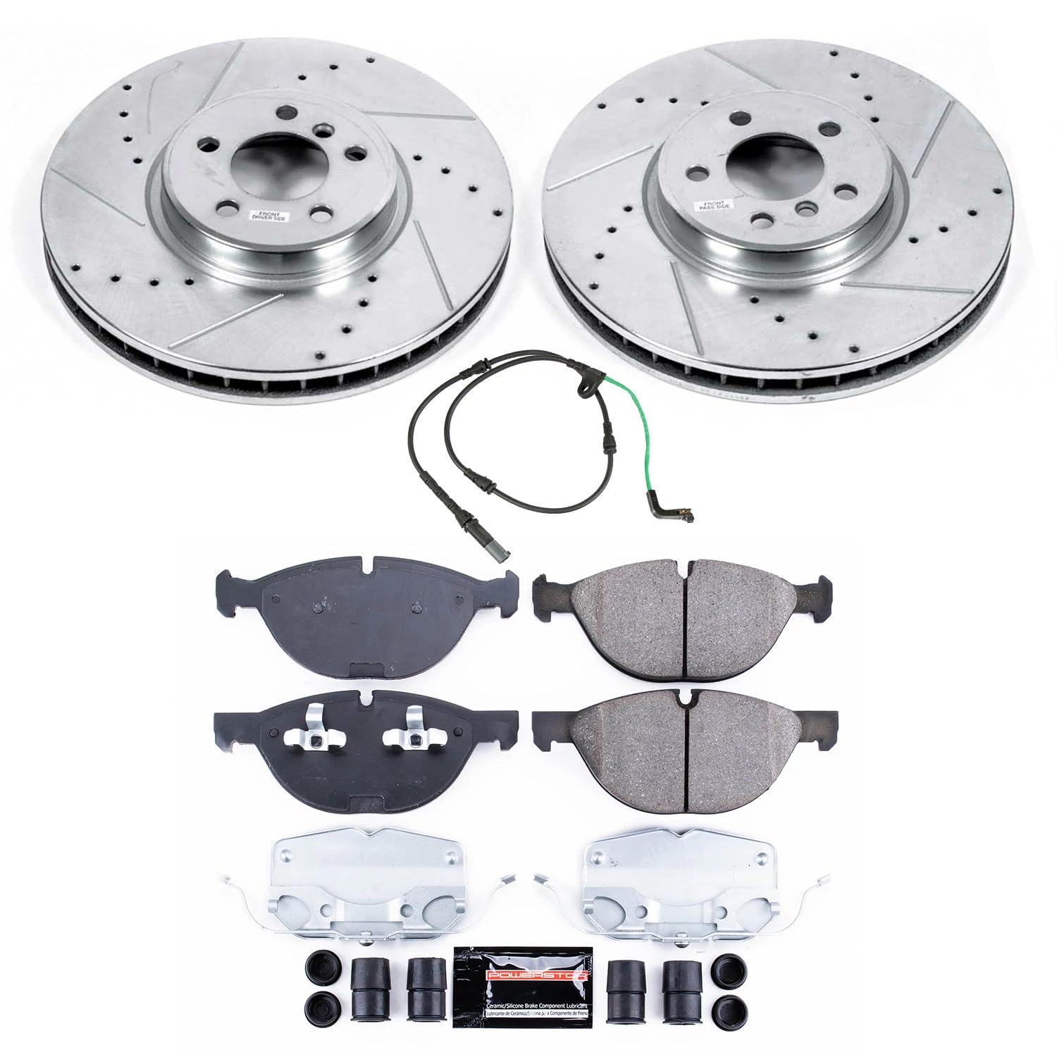 Power Stop K8824 Z23 Daily Driver Carbon-Fiber Ceramic Brake Pads and Drilled and Slotted Rotors Kit For BMW X6 2010 [Model Specific]
