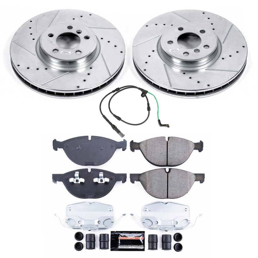 Power Stop K8824 Z23 Daily Driver Carbon-Fiber Ceramic Brake Pads and Drilled and Slotted Rotors Kit For BMW X6 2010 [Model Specific]