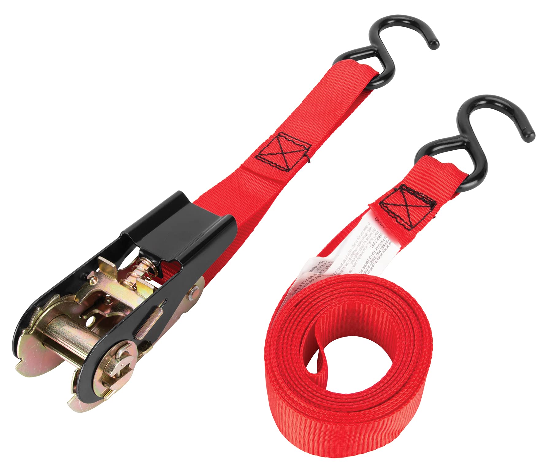 2Pk Performance Tool W1824 1-Inch X 15' Tie Down Straps SecureX - Heavy Duty Ratchet Straps for Safe and Secure Transportation of Cargo and Equipment