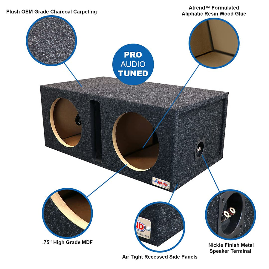 10DQV Atrend 10” Dual Vented Subwoofer/Speaker Enclosure Designed and Engineered in USA with The Latest in Computer Automated Design So You Can Let The Music Move You