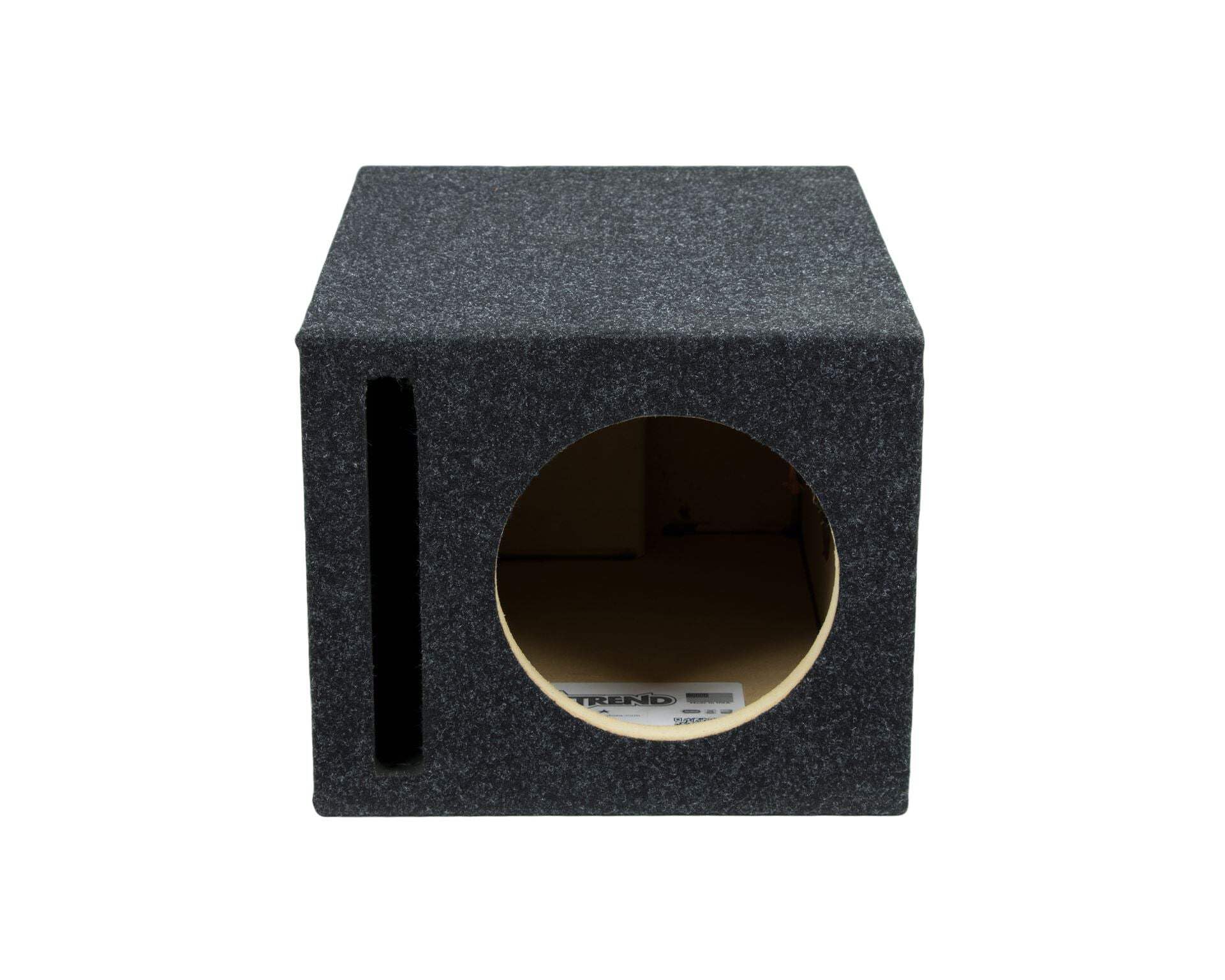 Atrend 8 inch Car Subwoofer Speaker Box Vented Enclosure Carpeted - Improves Audio Quality, Sound and Bass - High Grade MDF Construction with Nickel Finish Speaker Terminal - Black