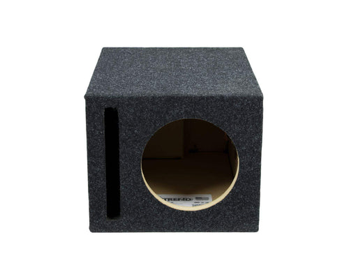 Atrend 8 inch Car Subwoofer Speaker Box Vented Enclosure Carpeted - Improves Audio Quality, Sound and Bass - High Grade MDF Construction with Nickel Finish Speaker Terminal - Black