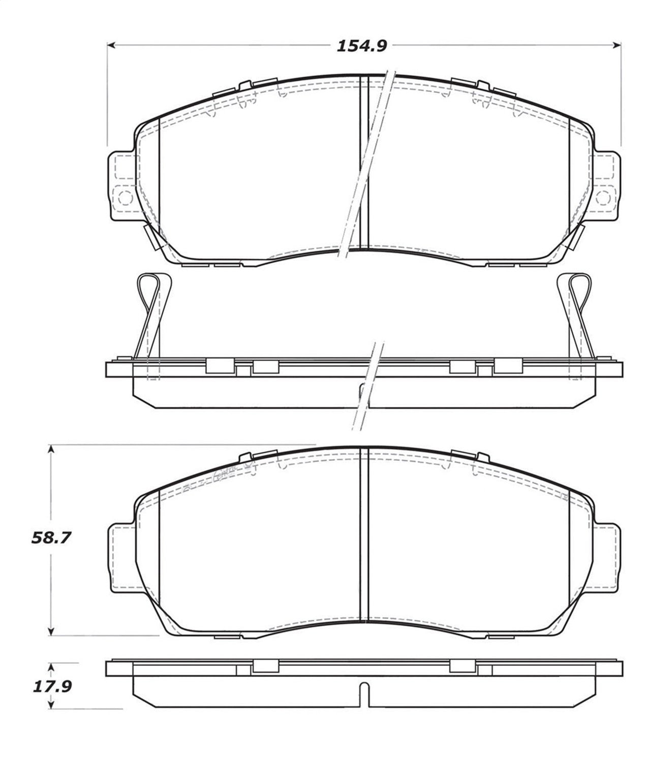 Front StopTech 308.10890 Brake Pads with Shims and Hardware Street
