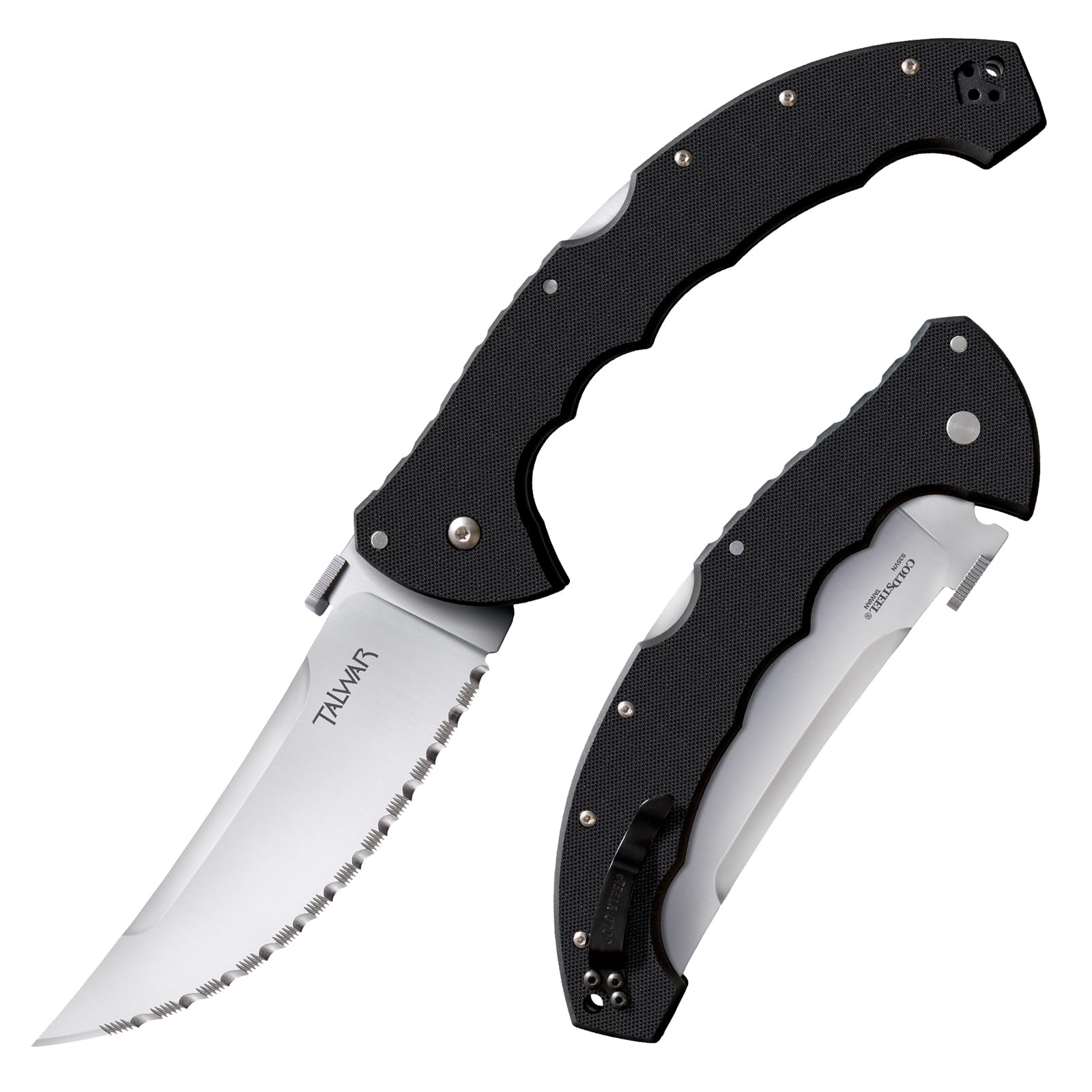 Cold Steel 5.5" Talwar S35VN Steel Ultra-Sharp Serrated Blade 7.375" G10 Handle Tactical Pocket Folding Knife with Tri-Ad Locking Mechanism,Multi Color