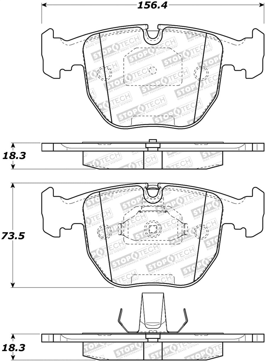 Front StopTech 308.06811 Brake Pads with Shims and Hardware Street