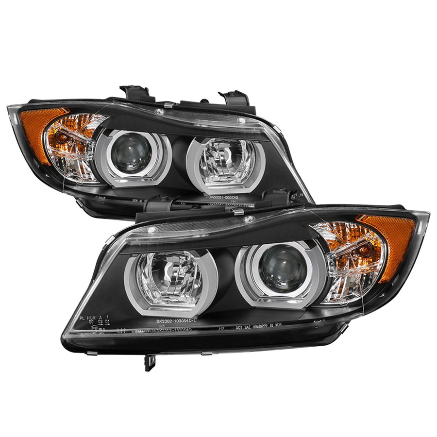 BMW E90 3-Series 06-08 4DR Spyder 5083432 Projector Headlights - Halogen Model Only (Not Compatible with Xenon/HID Model) - LBDRL - Black