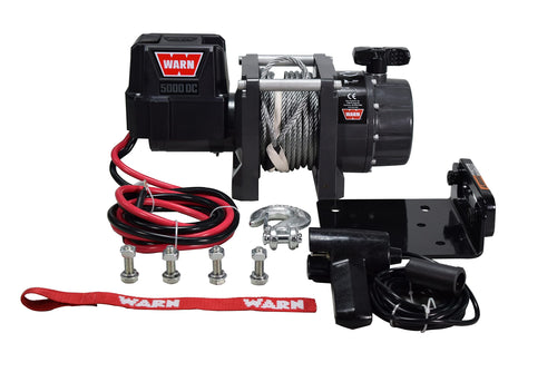 5000 WARN DC Series, 5000 lb Pulling Capacity | Heavy-Duty 12V DC Motor with Steel Cable, Hook & Remote Control | Powerful Utility Winch for Trailers, Workshops, Job Sites & Industrial Pulling