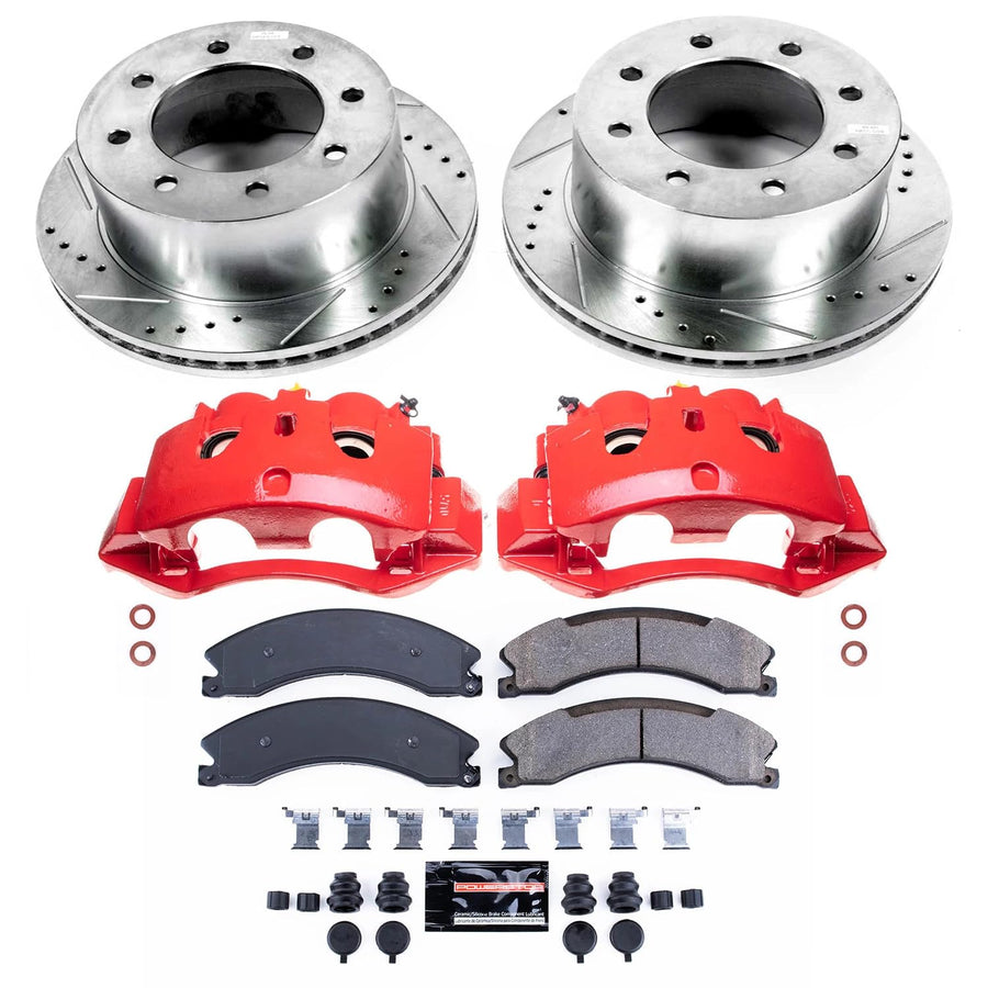 Power Stop Evolution Sport KC7375 Rear Caliper Kit-Drilled/Slotted Rotors, Carbon Ceramic Brake Pads, Calipers