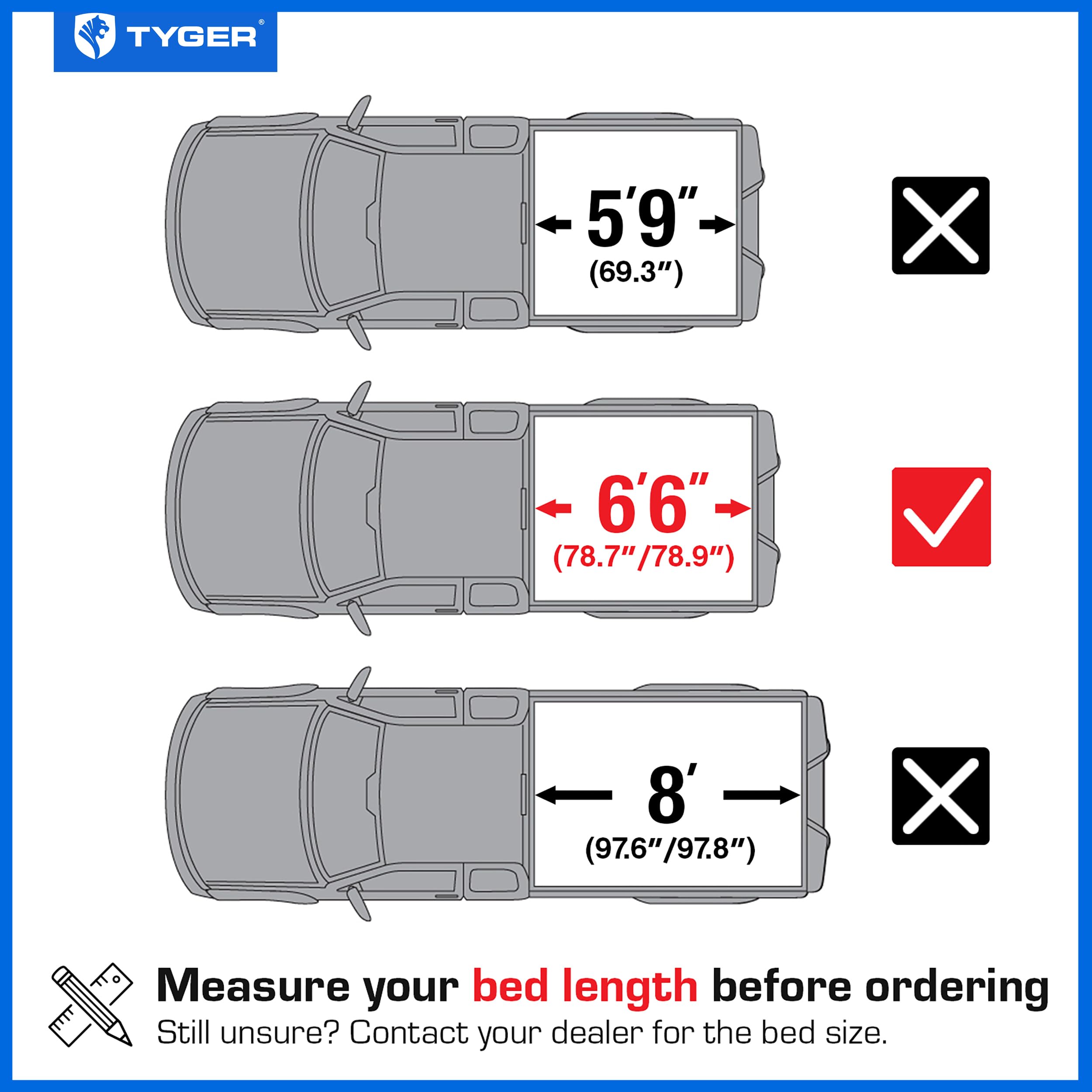 Tyger Auto T2 Soft Roll-up Low Profile Truck Bed Tonneau Cover Compatible with 2019-2026 Chevy Silverado GMC Sierra 1500 (Not fit 19 LD/Limited) | 6'7" (79") Bed | TG-BC2C6054