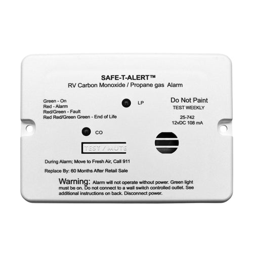 Mini Safe T Alert - Dual LP/CO Alarm - Flush Mount White - 25-742-WT