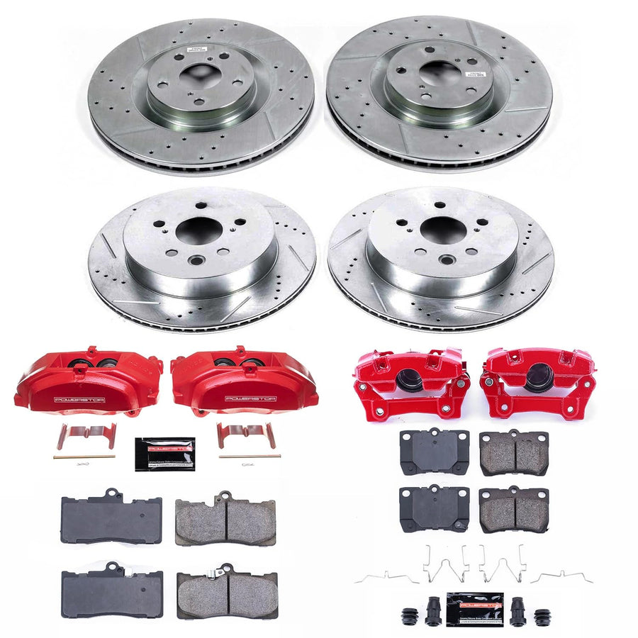 Power Stop Z23 KC6354 Front and Rear Brake Caliper Kit-Drilled/Slotted Brake Rotor, Brake Pads & Calipers For Lexus GS350, Lexus GS450h, Lexus GS460, Lexus IS350 [Model Specific]