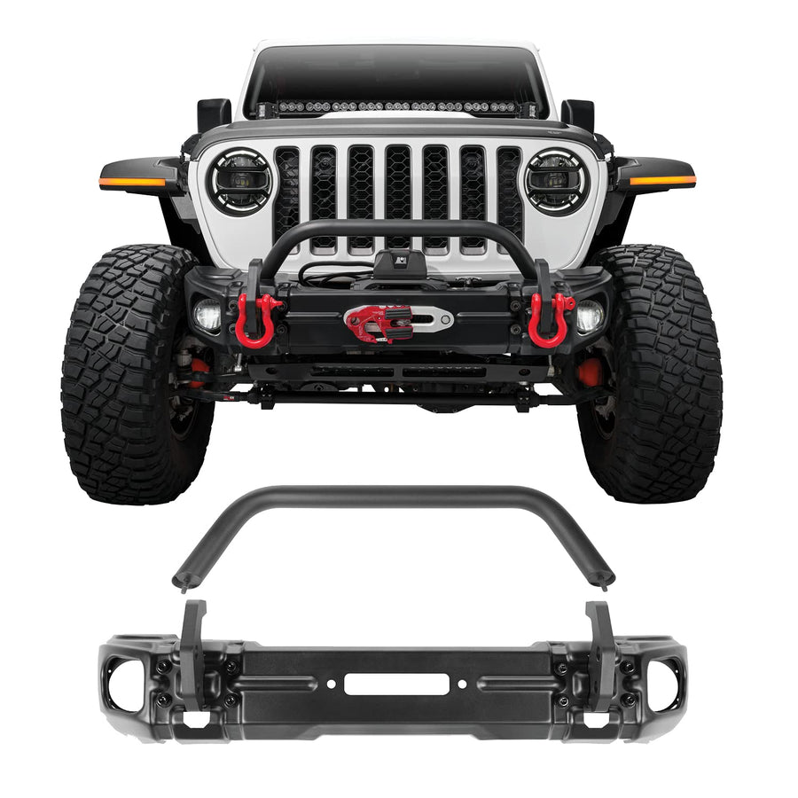 Arcus Rugged Ridge Bumper, Front for Jeep Wrangler JK | Stubby w/Tubular Overrider, Steel, Black | 11549.13 | Fits 2007-2018 Jeep Wrangler JK