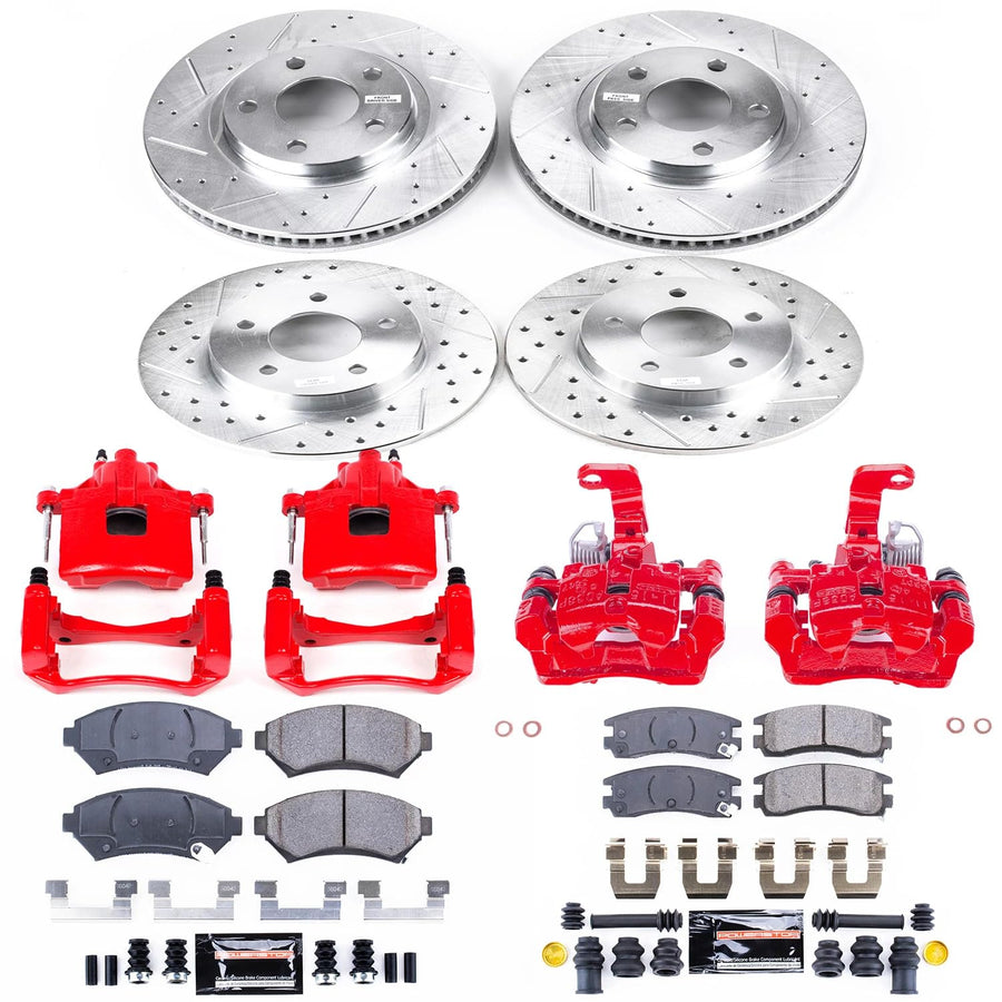 Power Stop Z23 Evolution Brake Kit-Drilled/Slotted Rotors, Carbon Ceramic Brake Pads & Calipers For Buick LeSabre, Buick Park Avenue, Pontiac Bonneville [Model Specific]