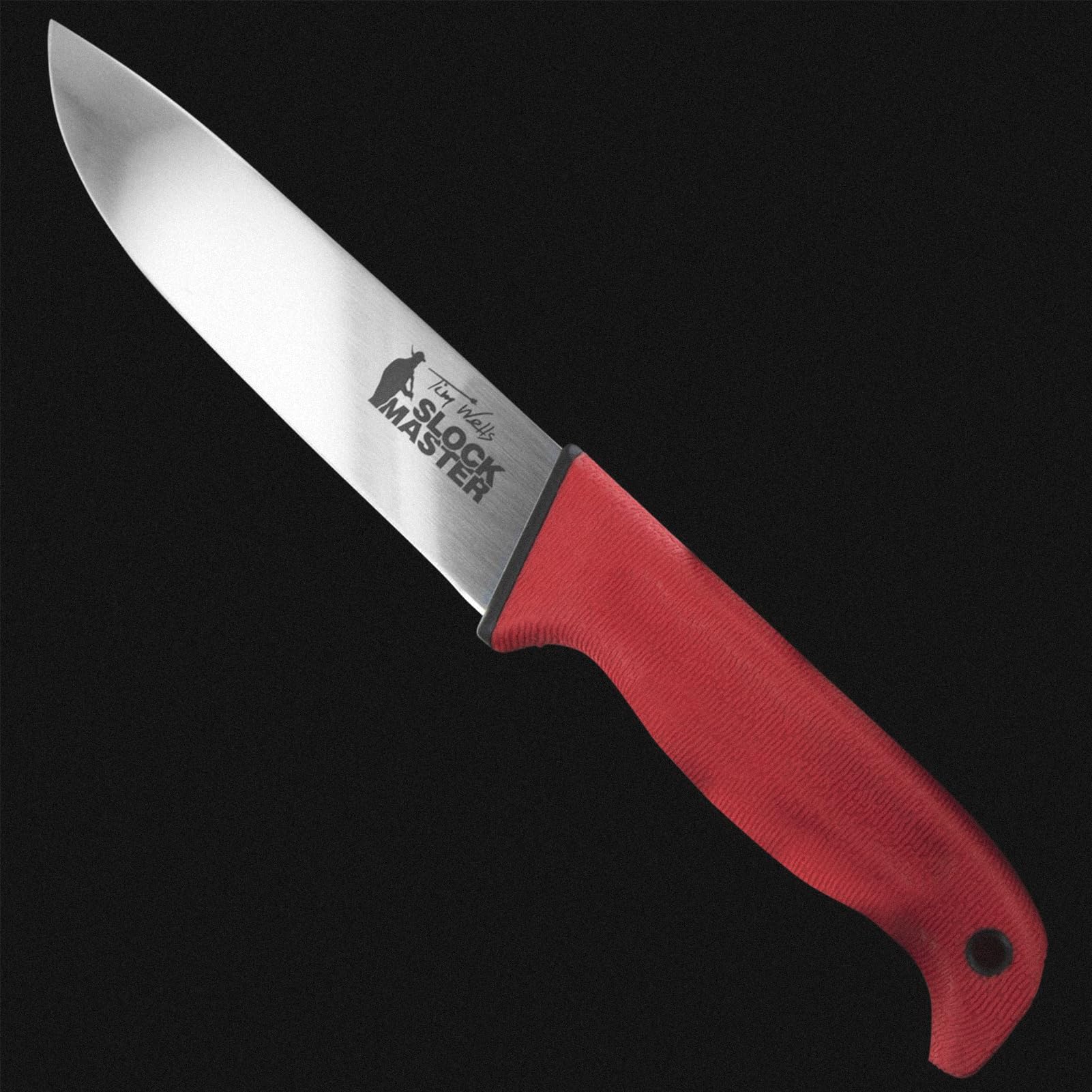 Cold Steel Scalper Tim Wells Slock Master Durable 6.5" 4116 Stainless Steel Fixed Straight Back Blade Outdoor Hunting Camping Utility Knife, 5.25" Red Textured Kray-Ex Handle