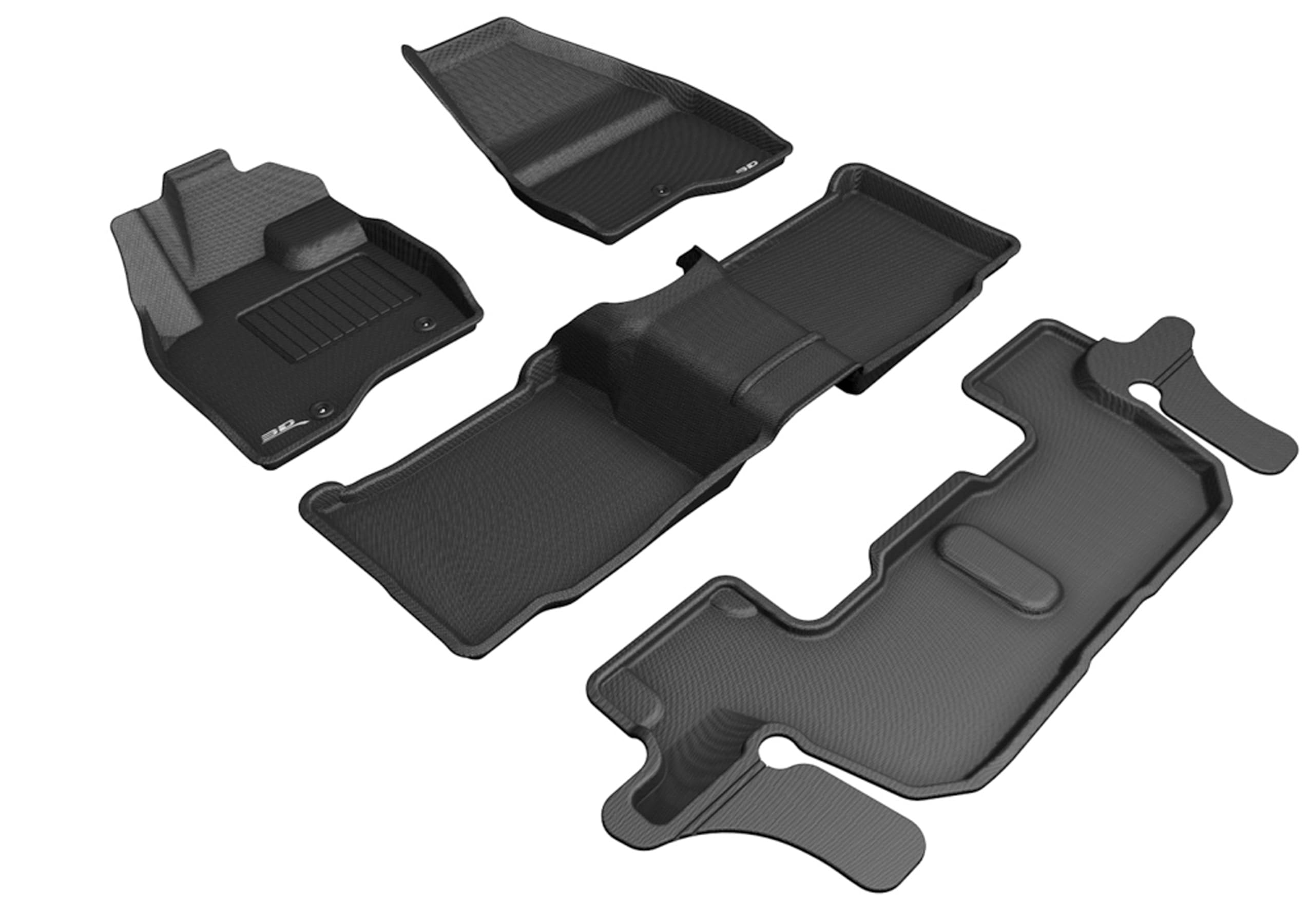 3D MAXpider Kagu Custom Fit Floor Mat (Black) Compatible with Ford Explorer 2017-2019 (Single Post on Front Passenger's Floor) - Full Set