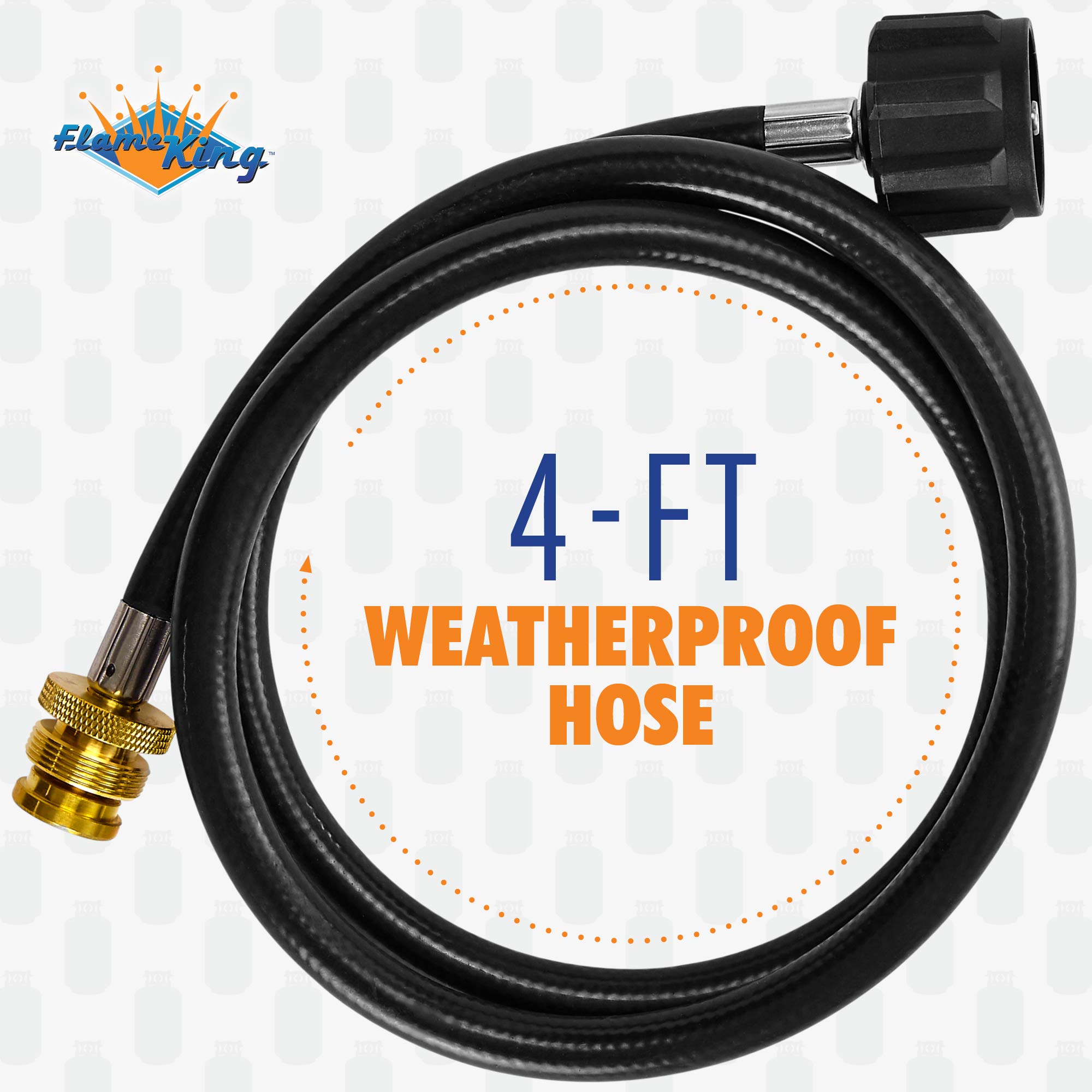 4-Feet Flame King Propane Adapter Hose 1lb to 20lb Converter Replacement for QCC1/Type1 Tank Connects 1LB Bulk Portable Appliance to 20lb Propane Tank