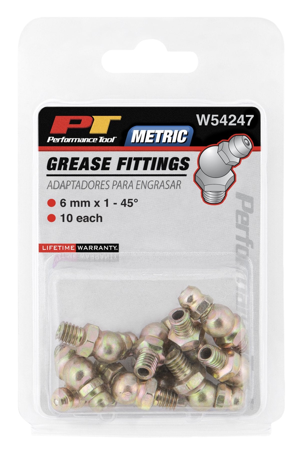 6mm x 1mm 45⁰ Grease Fitting Performance Tool W54247, (Pack of 10)