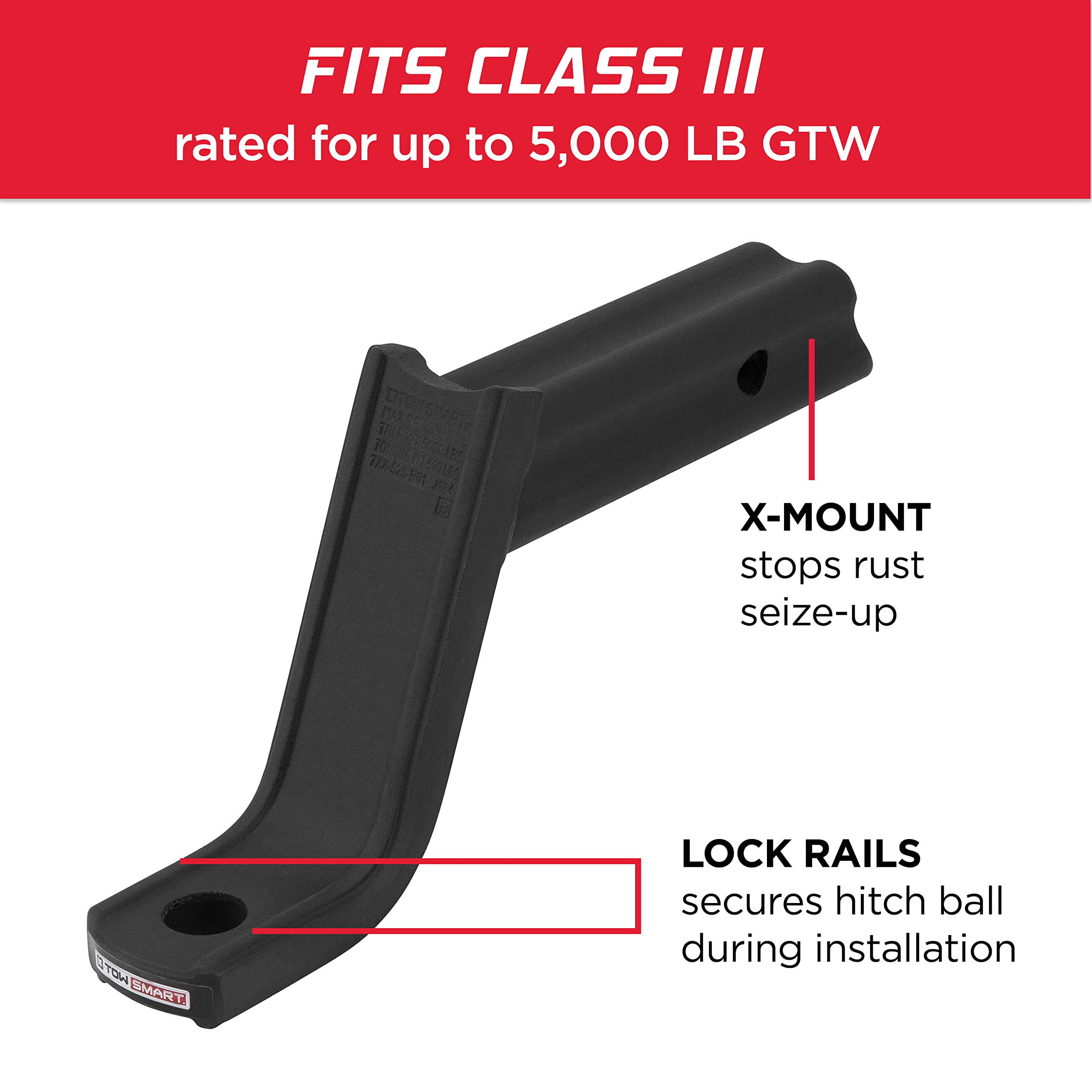 Baja Collection - 5,000 lb. Class III X-Mount Starter Kit with 5-1/4 in. Drop x 4 in. Rise x 1 in. Shank Trailer Hitch Ball Mount, 2 in. Ball, 5/8 in. Hitch Pin