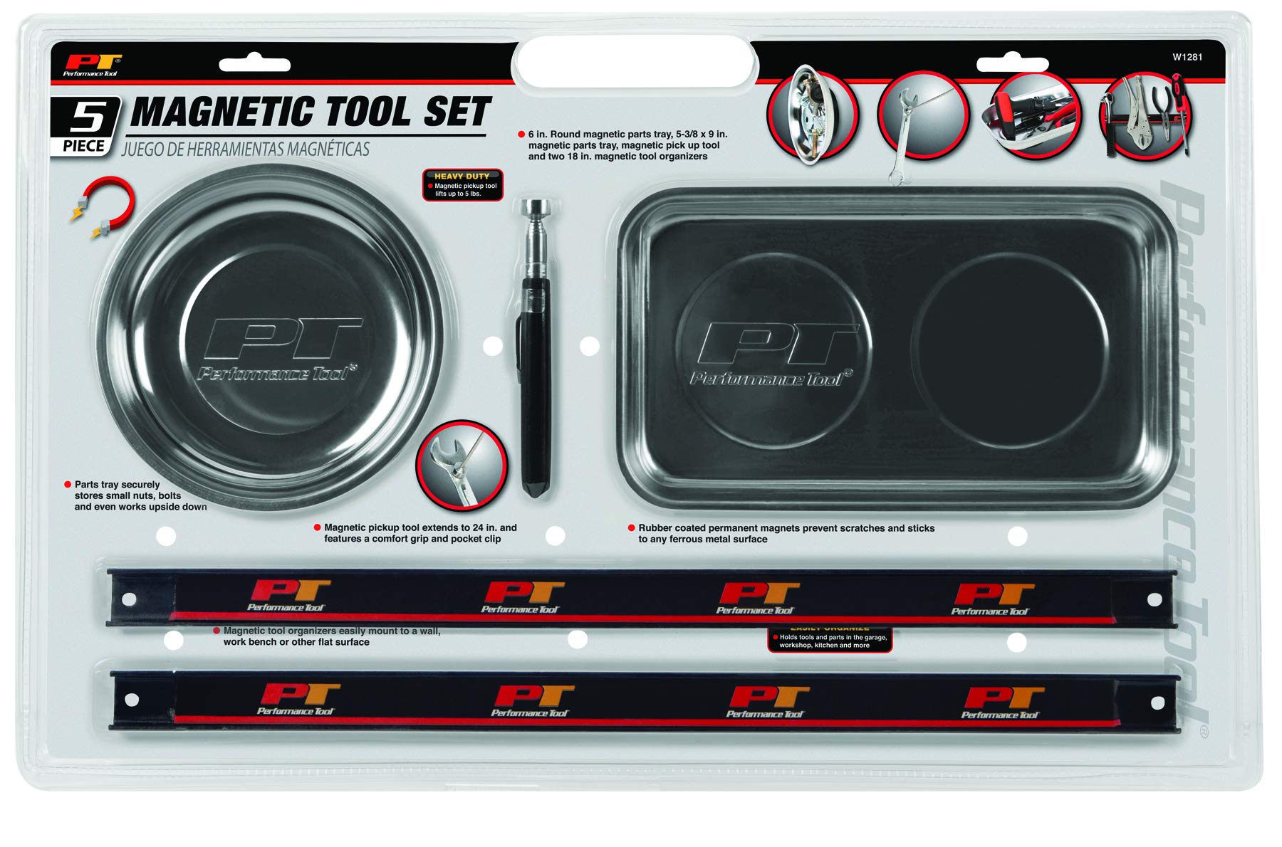 5 pc. Performance Tool W1281 Magnetic Tool Set for Effortless Tool Organization and Retrieval during DIY and Professional Projects