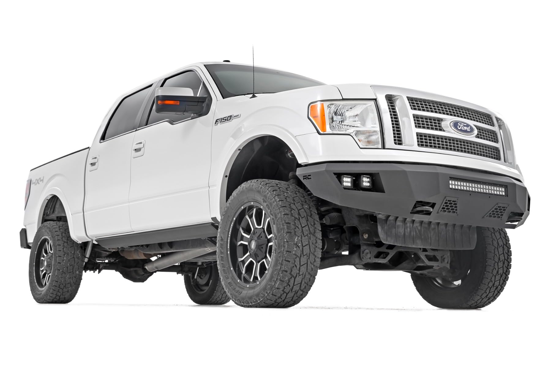 Power Running Boards Rough Country with LED Step Lights for Ford F150 / Raptor, Super Cab (2009-2014) - Dual Motor Electric Powerstep Board & Retractable Truck Steps