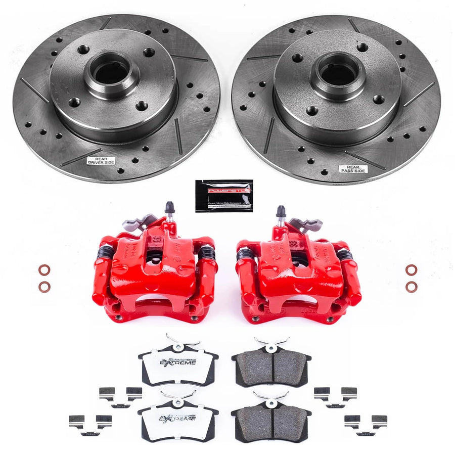 Power Stop Z26 KC369A-26 Street Warrior Rear Brake Kit-Brake Rotors, Brake Pads & Calipers For VW Golf, VW Golf, VW Je, VW Jetta, VW Passat [Model Specific]