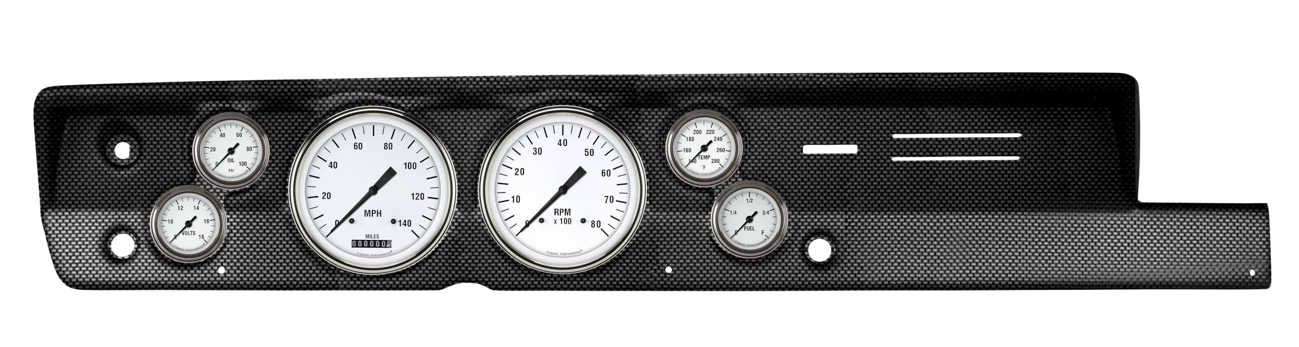 Classic Instruments Full Sweep CDPB67WH151CF White Hot Direct Fit 6 Gauge Set Compatible with 1967-1969 Barracuda