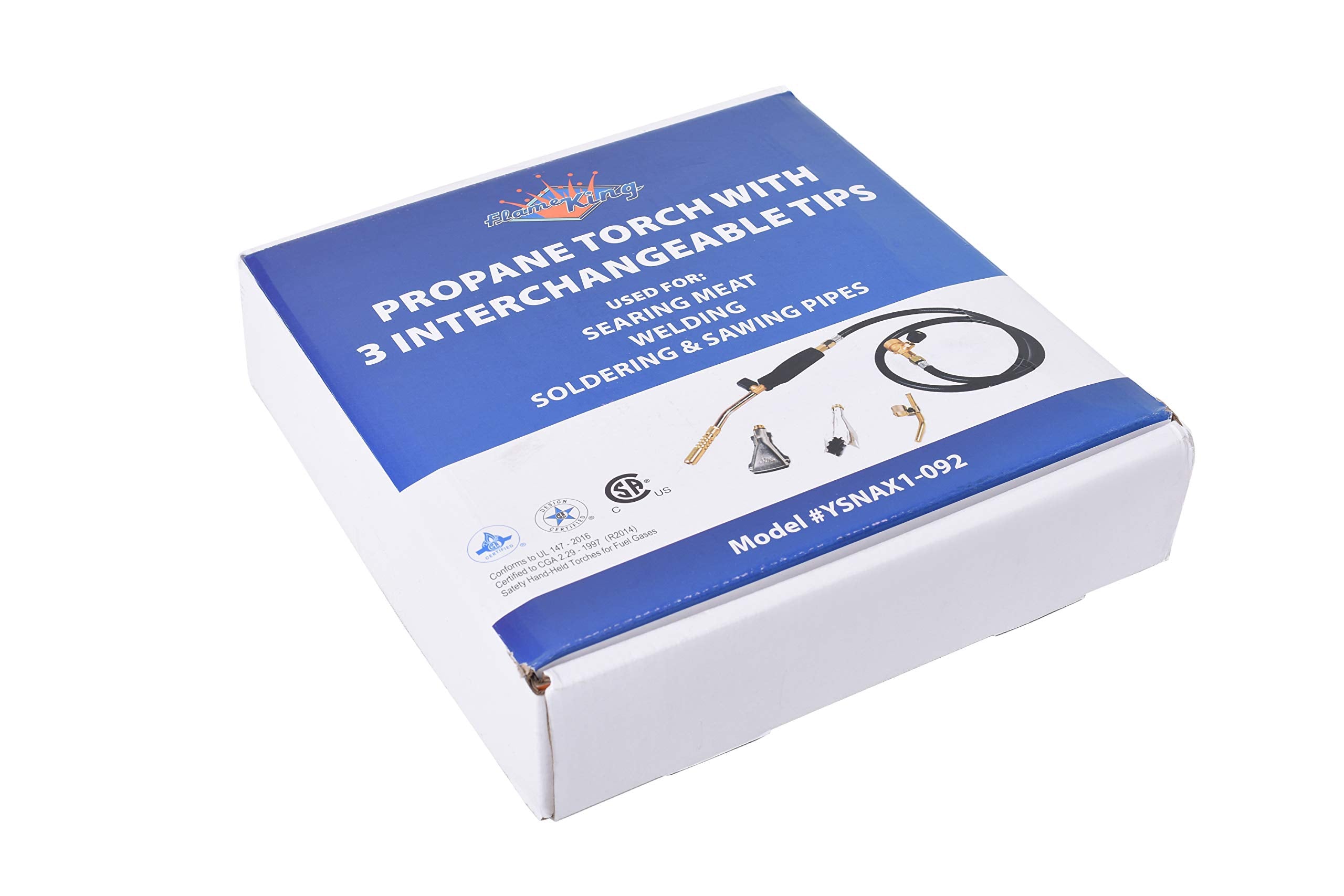 Flame King 6,000 BTU Propane Gas Torch Kit w/ 3 Burners for Melting, Brazing Gold and Silver Precious Metals, Welding, Soldering, and Repairs