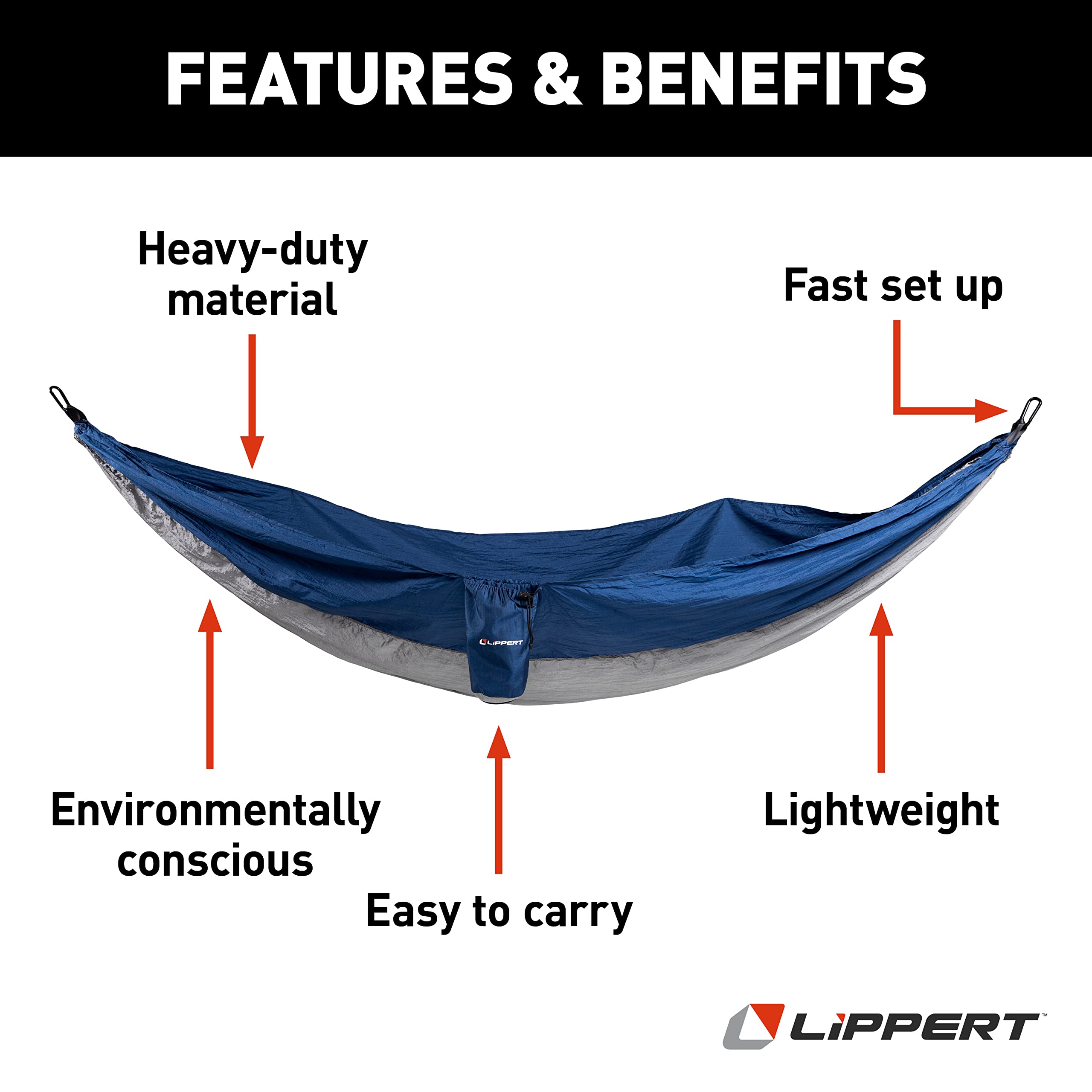Lippert Outdoor Single Person Portable Camping Hammock Blue