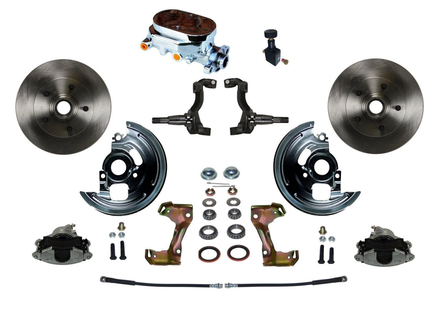 BRAKES LEED Manual Front Disc Brake Conversion Kit With Chrome Aluminum Flat Top M/C Adjustable Proportioning Valve