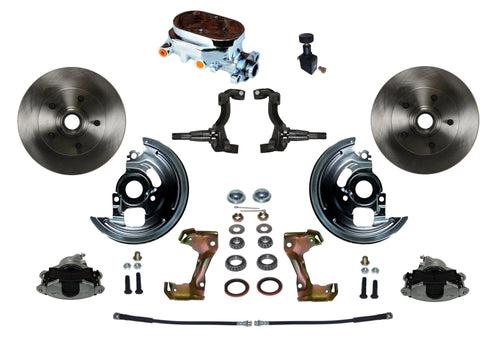 BRAKES LEED Manual Front Disc Brake Conversion Kit With Chrome Aluminum Flat Top M/C Adjustable Proportioning Valve