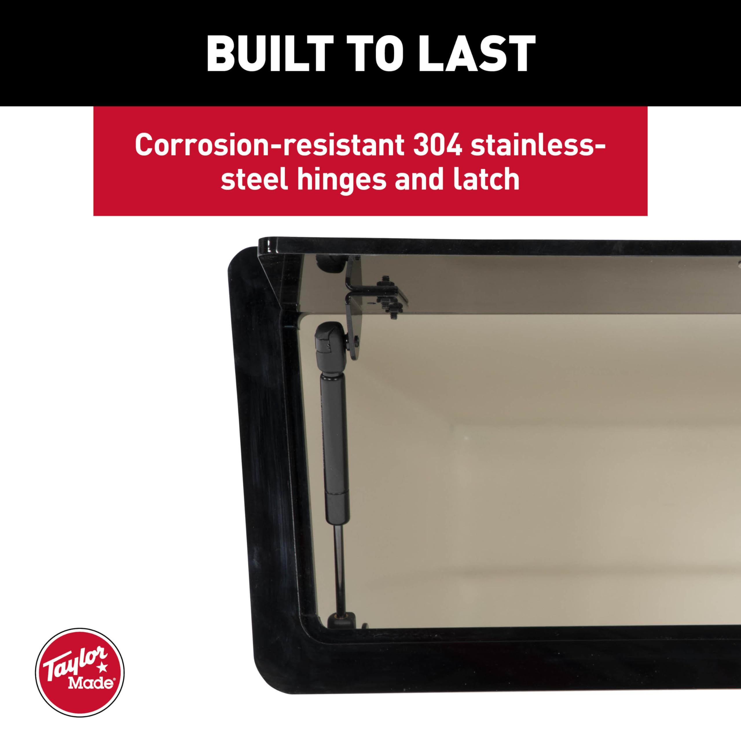 Electronics Box Taylor Made (27" W x 26" D x 10" T) for T-Top Boats, Watertight Plexiglass Door Panel, Stainless-Steel Lock, Corrosion-Resistant Hardware, Protects Valuables, White - 83558