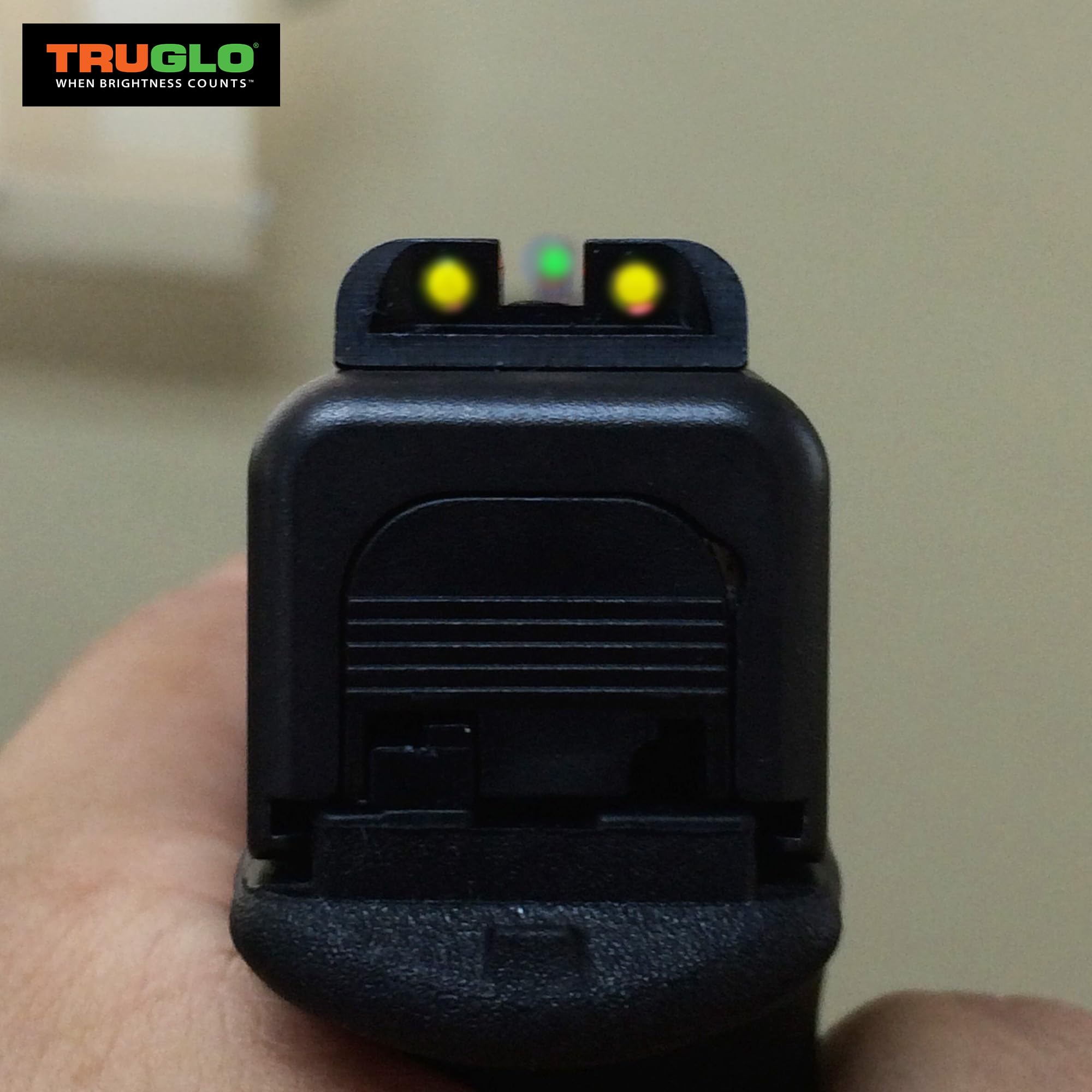 TruGlo Handgun Fiber Optic Glock Pistol Laser Sight Accessories with TRIDOT Aiming System, Green Front and Yellow Rear for Glock 42 and 43