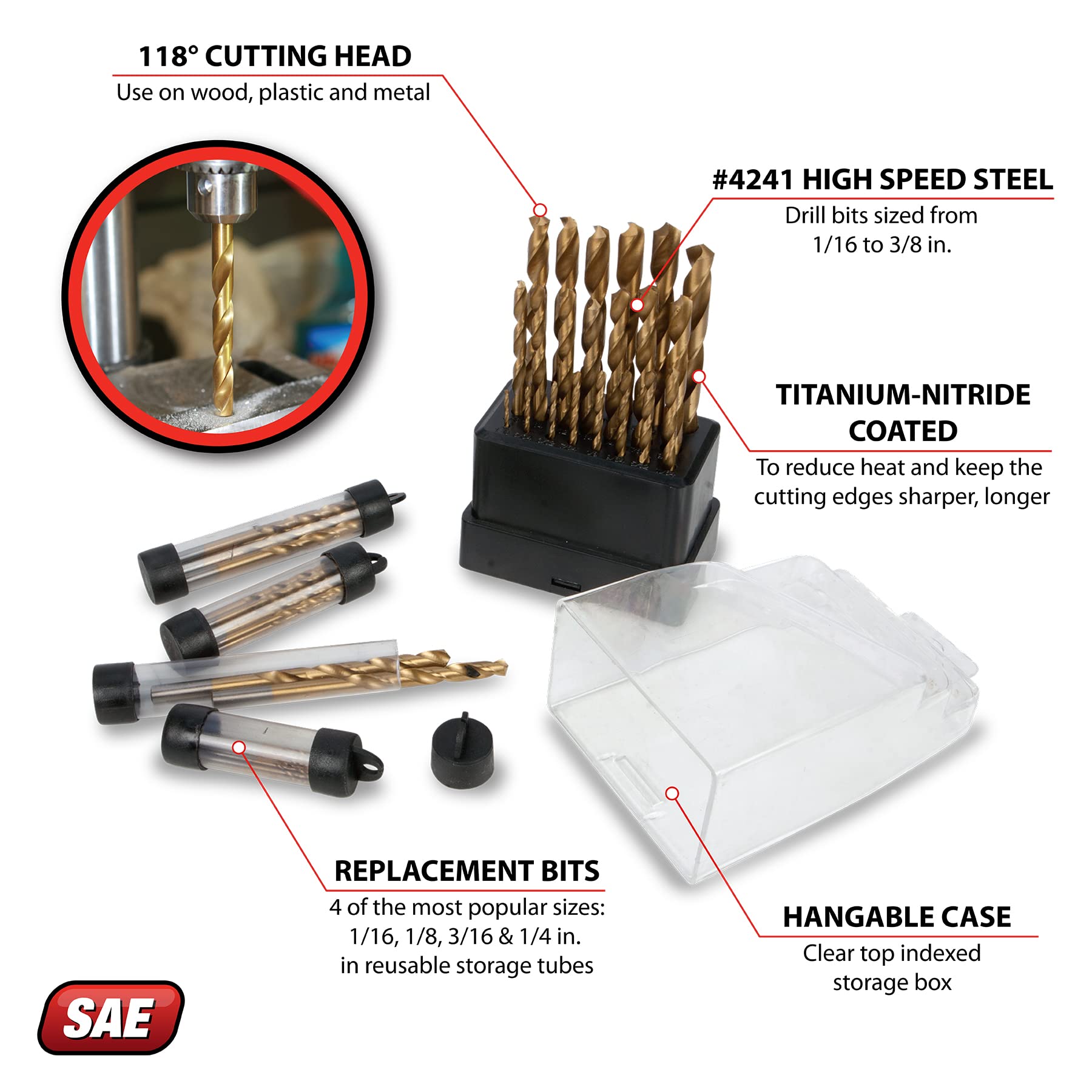 W9013 Performance Tool 63 pc. Titanium Drill Bit Set