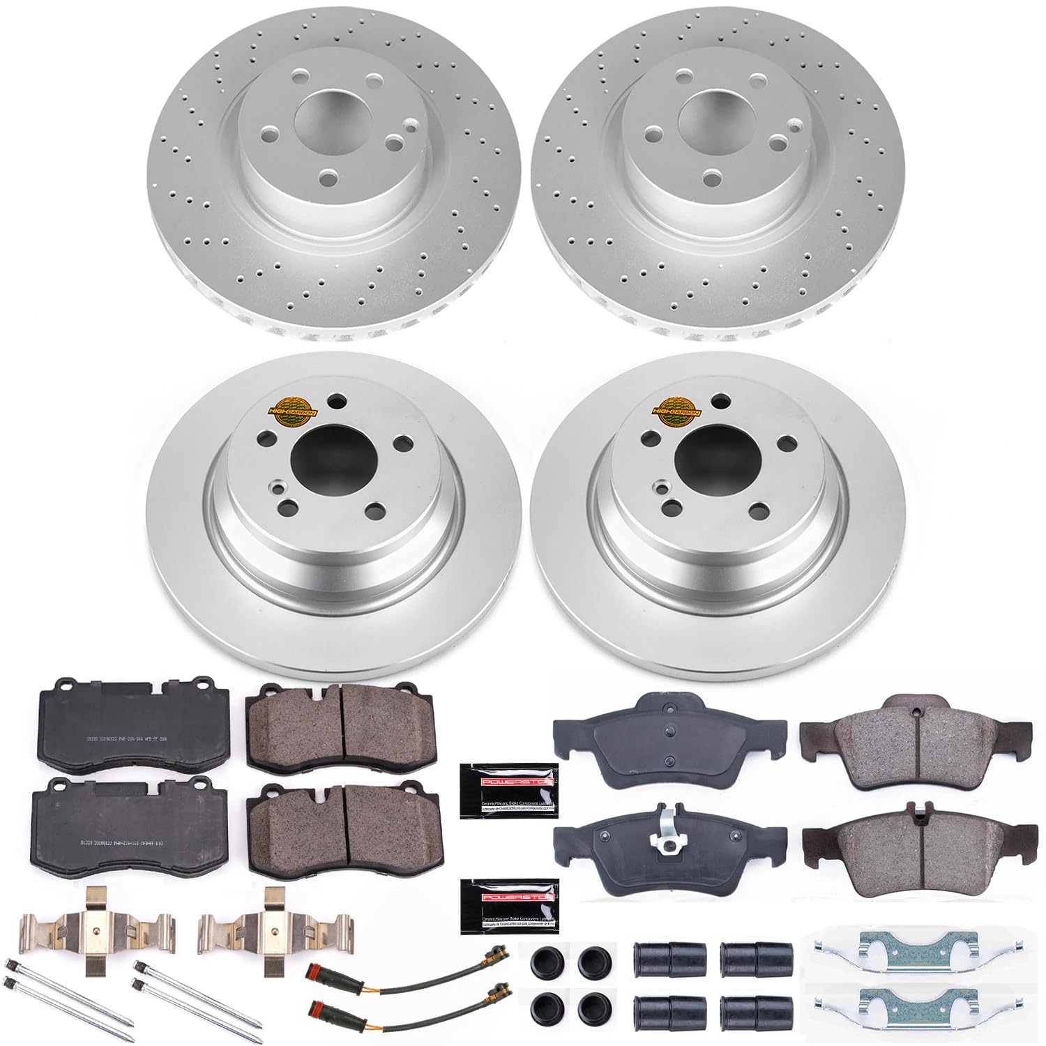 Coated Brake Rotor and Ceramic Brake Pads Power Stop CRK6230- Front & Rear