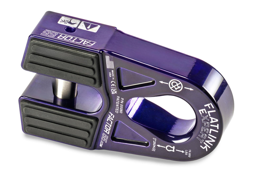 Flatlink E (Expert) Factor 55 00080-15 Replaces Conventional Winch Hook with a Stronger Shackle/D-Ring Mount Maximum Load 16,000 lb Ultimate Failure Greater Than 40,000 lb – Purple