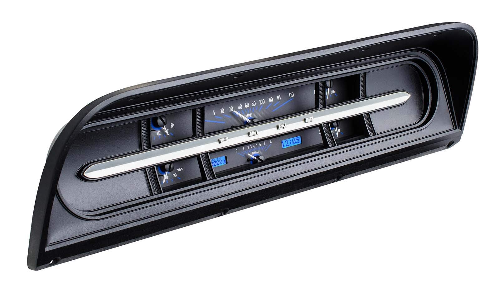 VHX-67F-PU-C-B Dakota Digital Compatible with 1967-72 Ford Pickup Truck VHX Analog Gauge System with Carbon Fiber Style and Blue Backlighting