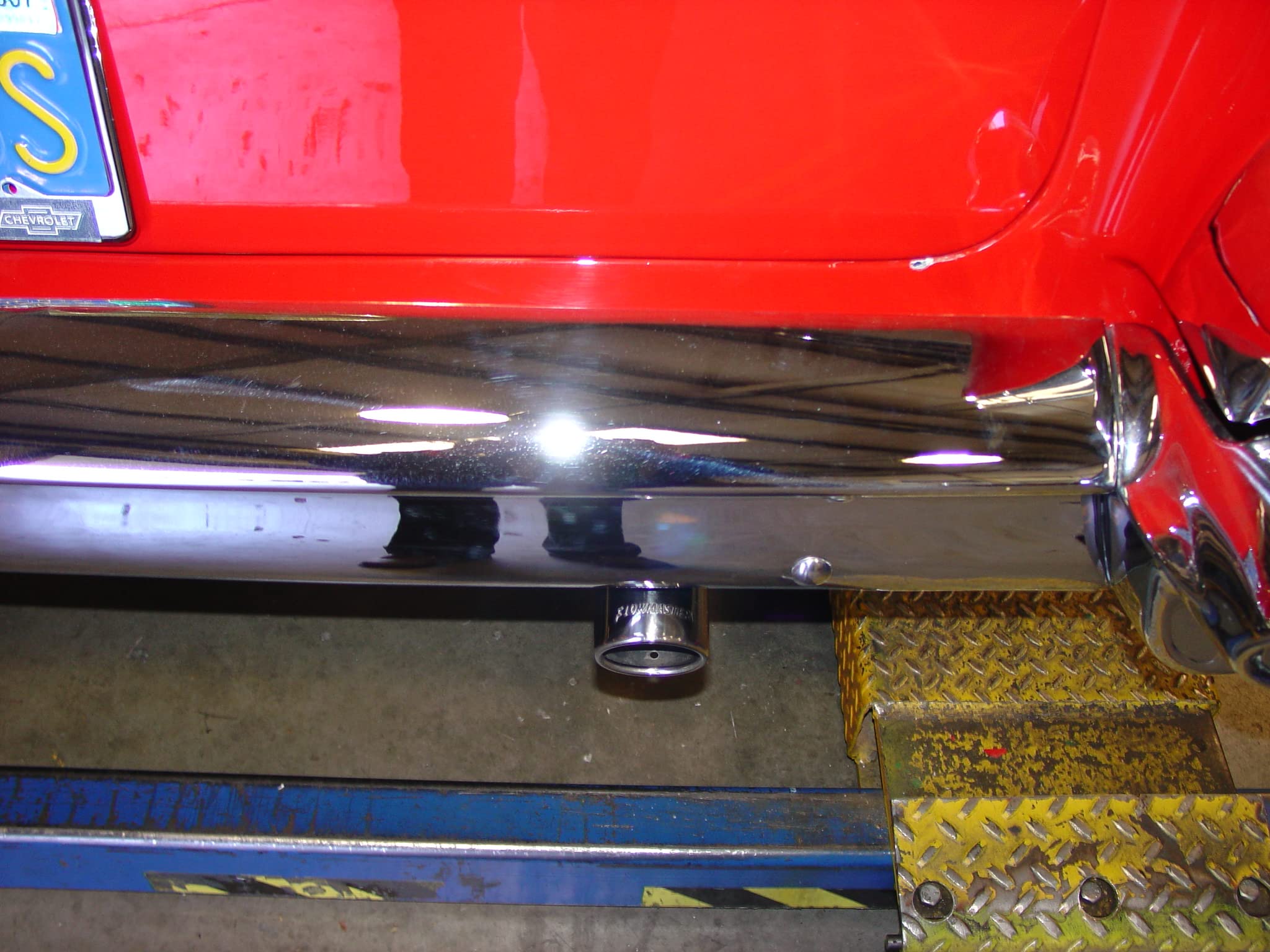 American Thunder Flowmaster 817174 Exhaust Kit 2.5 Inch 409 Stainless Steel Super 44 Mufflers H-Pipe 3 Inch Polished 304 Stainless Steel Tips Compatible with 1955-1957 Chevy 150 210 Bel Air V8