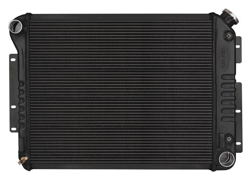 Cold Case Radiator, Black Night Rider Series Radiator, 28.8 in W x 18.5 in H x 3 in D, Driver Side Inlet, Passenger Side Outlet, Aluminum, Black Paint, Automatic, GM F-Body 1967-69, Each