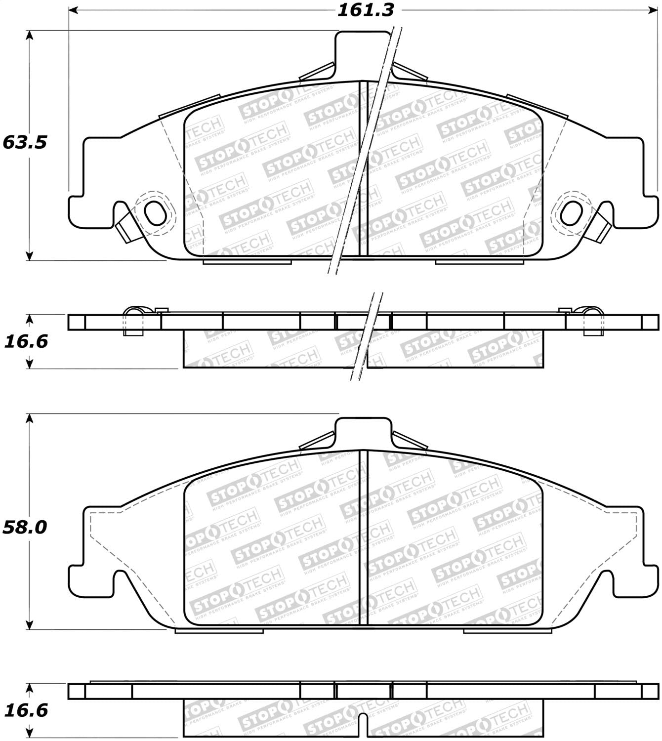 Front StopTech 308.07270 Brake Pads with Shims and Hardware Street