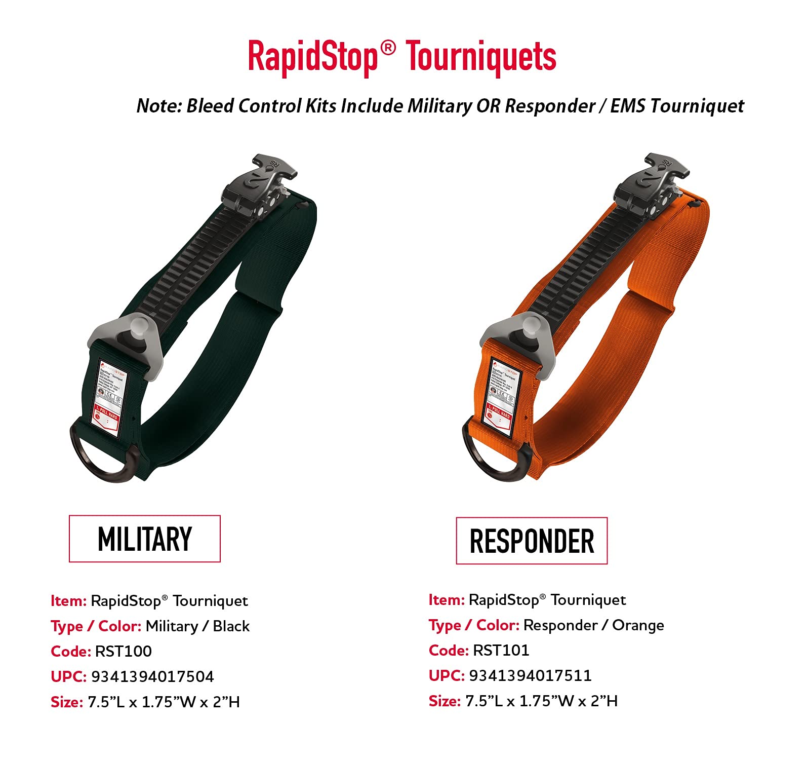 Aero Healthcare RAPIDSTOP Tourniquet Kit Standard Bleed Control - Military, RSK500
