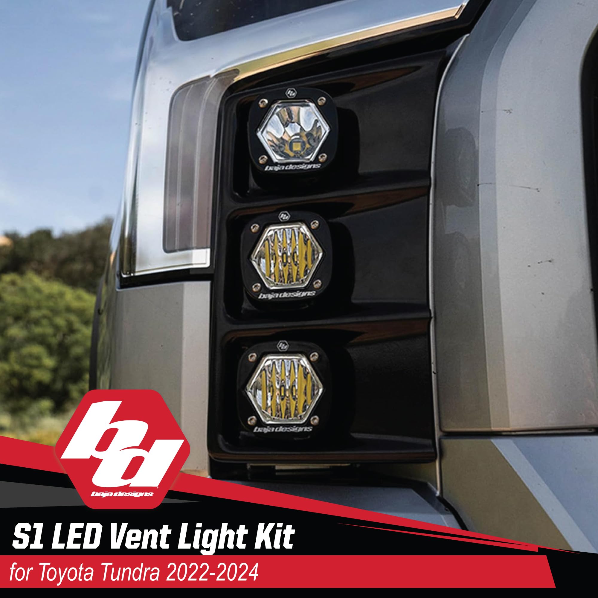Baja Designs LED Vent Light Kit S1 for Toyota Tundra 2022+ Truck - Includes 6 LED Lights, Wiring Harness