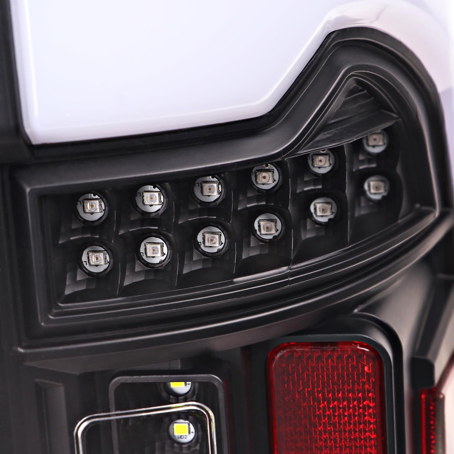 Full LED Tail Lights SPEC-D TUNING w/White LED Light Bar Compatible with 2019-2023 Ram 1500, Left + Right Pair Assembly