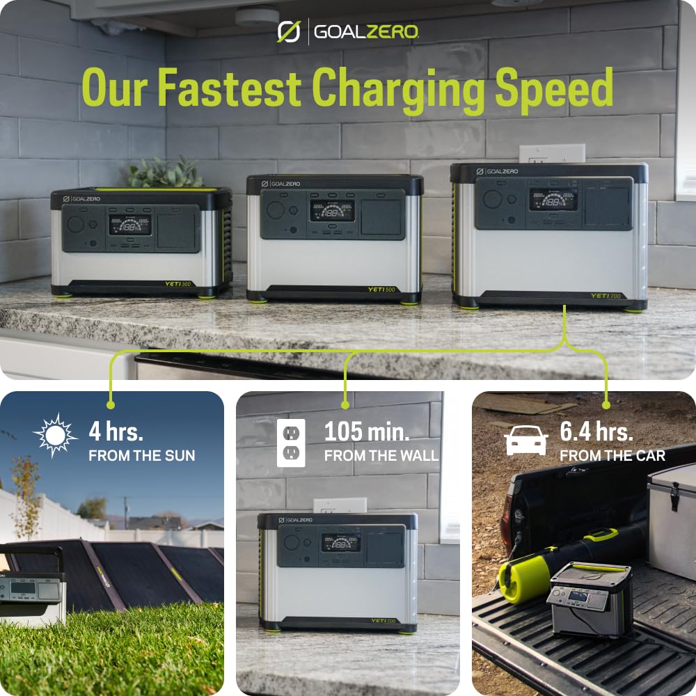 Goal Zero Yeti 700 Portable Power Station, 677 Watt Hour LiFePO4 Battery, Water Resistant & Dustproof Solar Generator for Outdoors, Camping, Tailgating, & Home, Clean Renewable Off-Grid Power