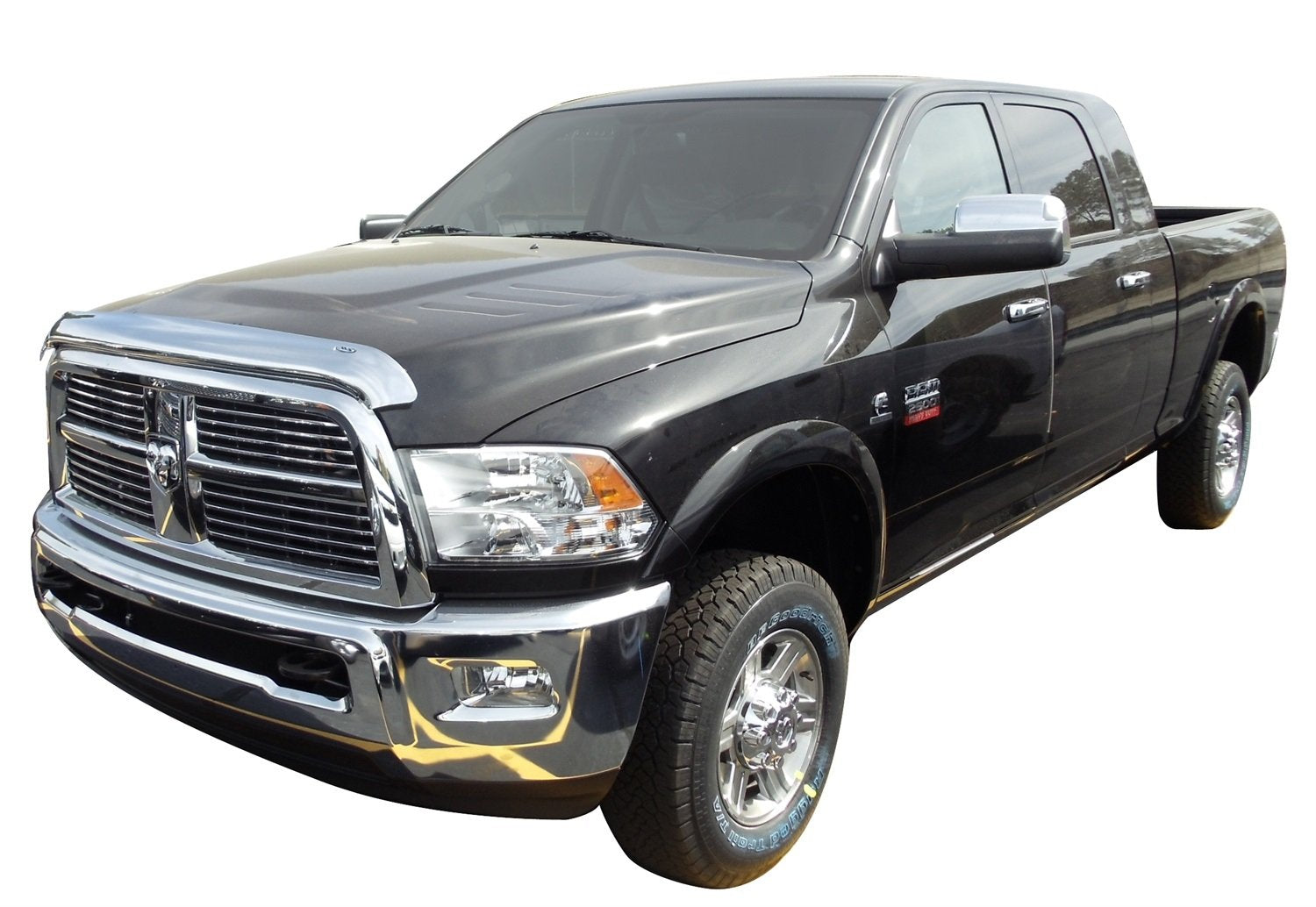 Chrome Hood Shield / Protector Auto Ventshade [AVS] | Fits 2010 - 2018 Dodge Ram 2500 & 3500 | Medium Profile Bug Deflector - 1 pc., Chrome | 680120