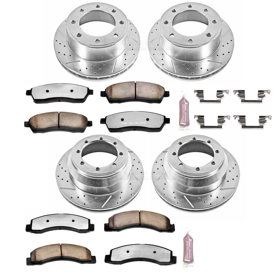 Power Stop Z36 Truck & Tow Brake Kit K1887-36 Front and Rear, Carbon Fiber Ceramic Brake Pads and Drilled/Slotted Brake Rotors For Ford F-250 Super Duty, Ford F-350 Super Duty [Model Specific]