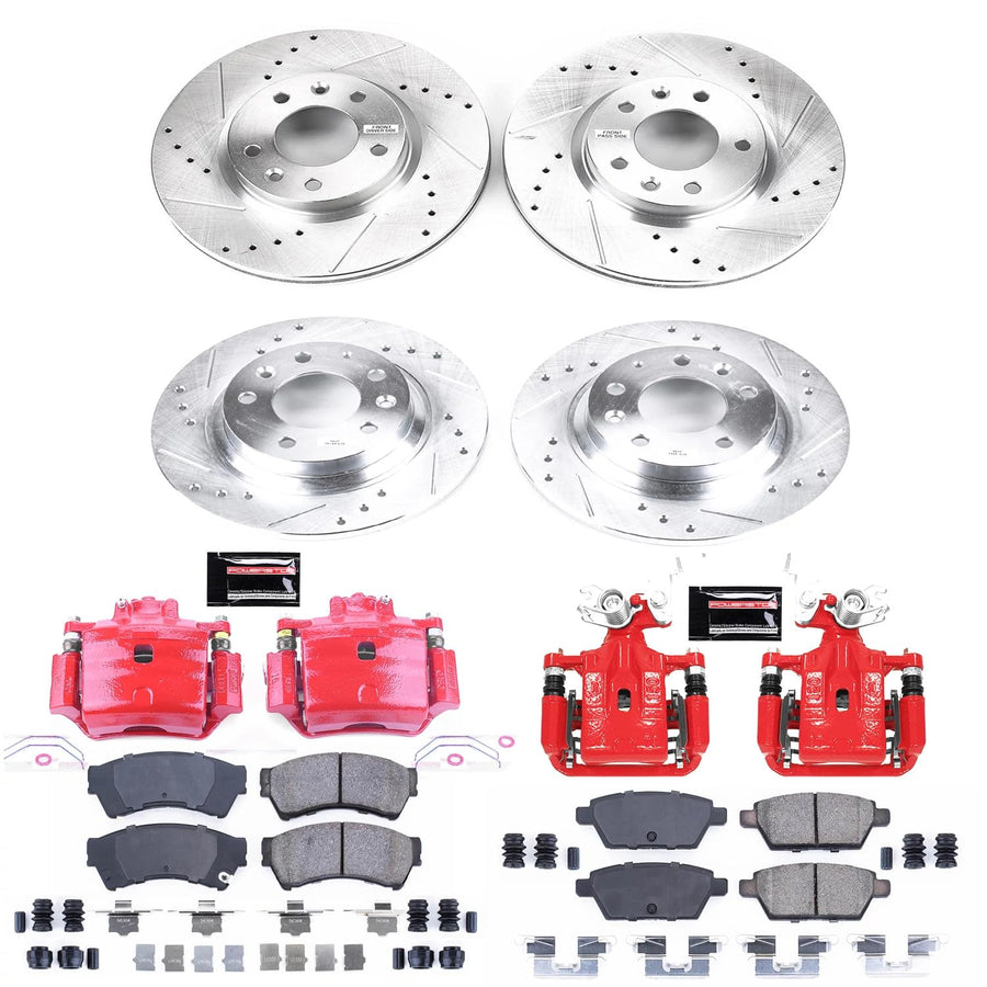 Power Stop Z23 Brake Kit Front and Rear Brake Rotors and Ceramic Brake Pads with Calipers For 2006-2012 Ford Fusion | 2007-2012 Lincoln MKZ | 2006-2013 Mazda 6 | 2006-2011 Mercury Milan