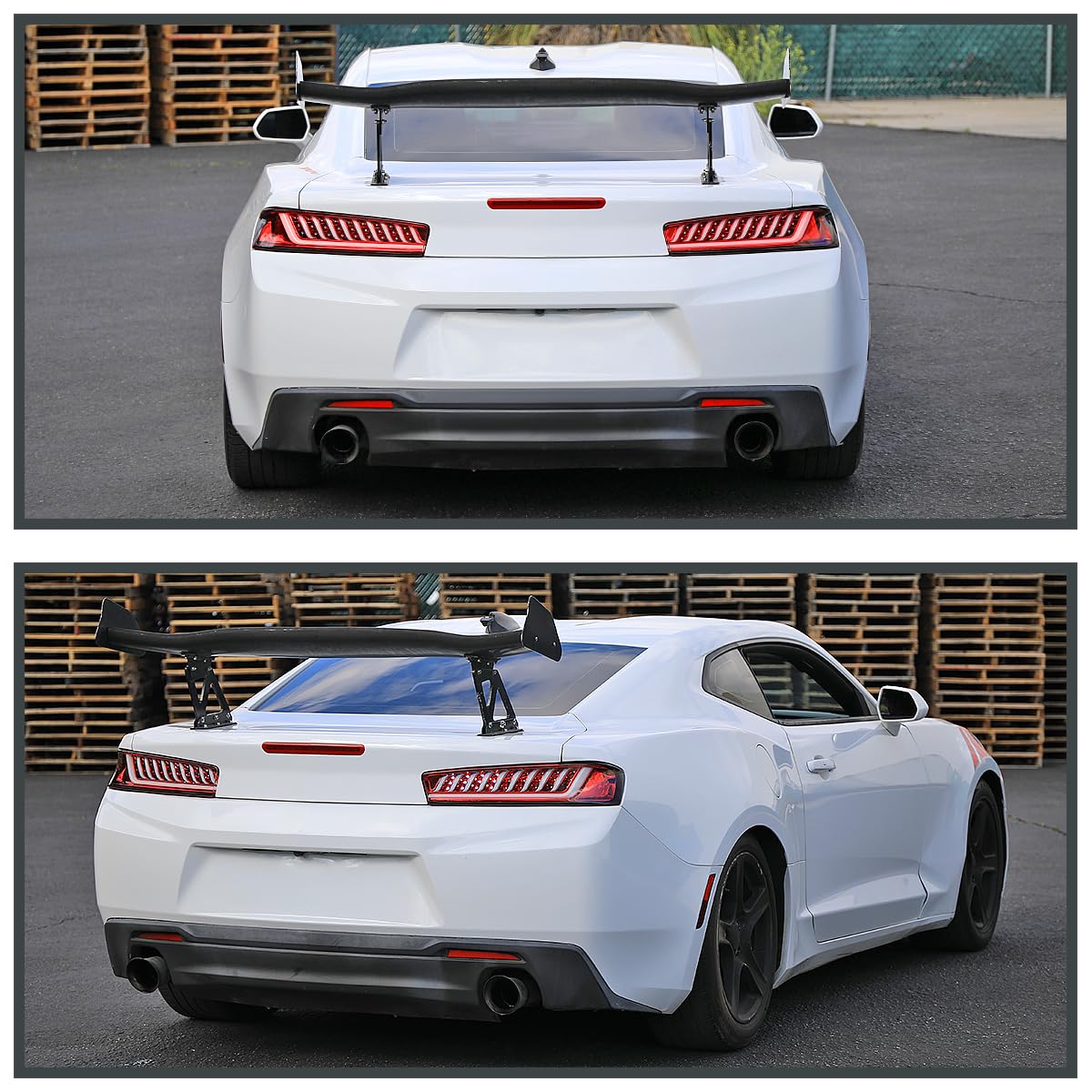 LED Tail Lights Spec-D Tuning Red Lens Compatible with 2016-2018 Chevy Camaro with factory LED type tail lights, Left + Right Pair Assembly