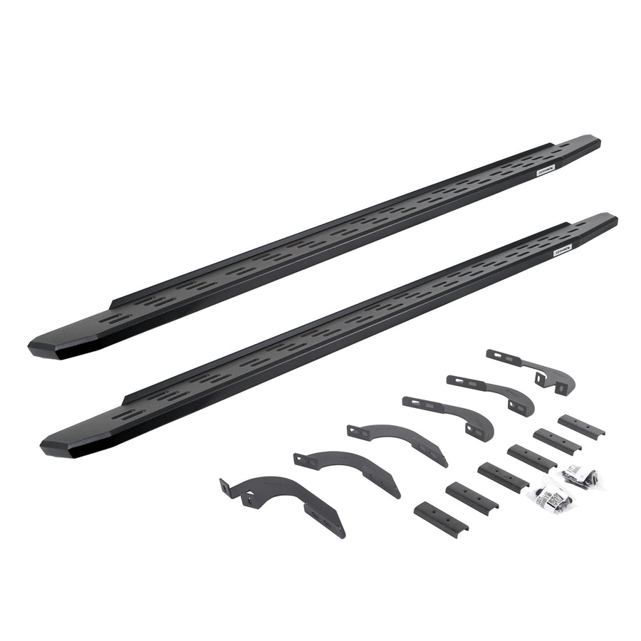 RB30 Running Boards & Brackets Go Rhino | Cab Length, Galvanized Steel, Textured Black | 69643280PC | Fits 2024 Toyota Tacoma Double Cab